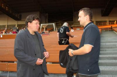 AIDA open air opera letn� kino �st� nad Labem 2.9.2004 - Jarom�r Brych (Re�is�r) , Norbert Baxa (��f opery)